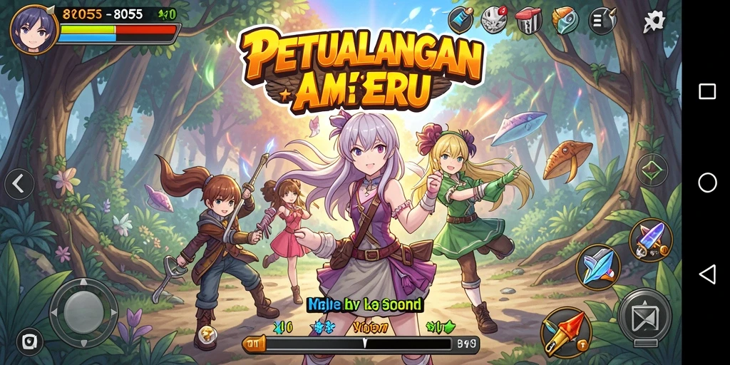 Tampilan gameplay seru dari 8055 dengan karakter anime.