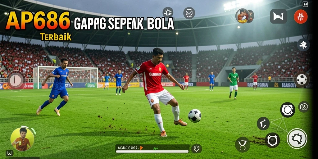 Tampilan gameplay AP686 yang menegangkan dengan aksi sepak bola mendebarkan.