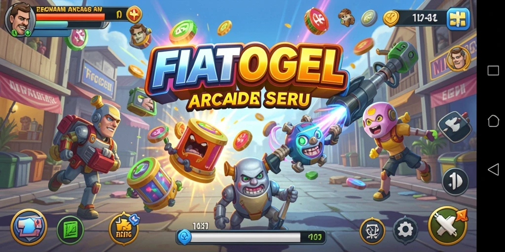 Screenshot gameplay FIATOGEL menampilkan keseruan permainan Arcade.