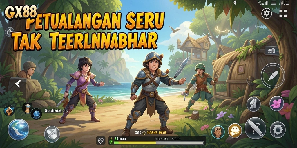 Gameplay GX88 menampilkan aksi seru dalam petualangan yang intens.