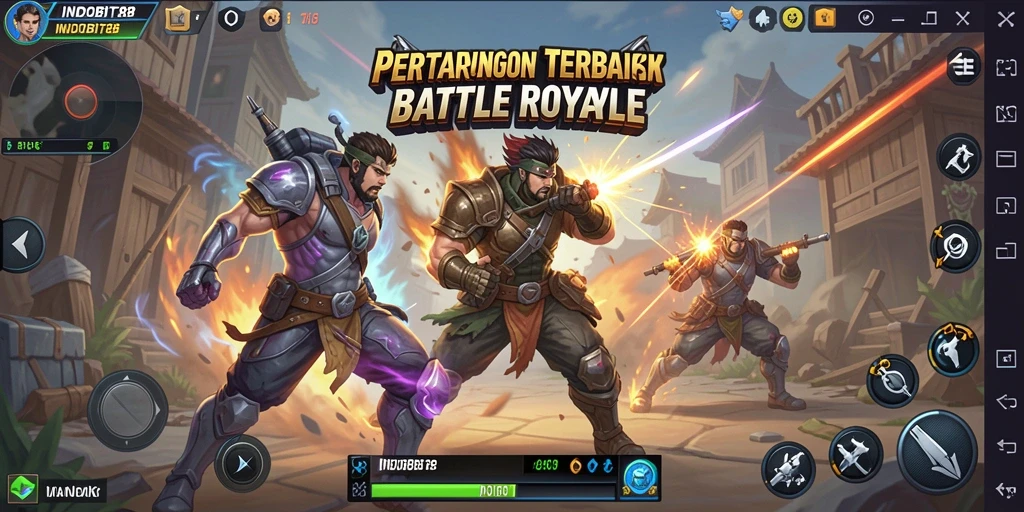 Tangkapan layar gameplay INDOBIT88 menampilkan aksi seru Battle Royale.