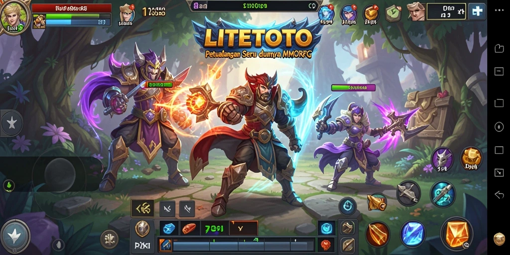 Screenshot LITETOTO menampilkan aksi pertempuran yang seru dalam MMORPG.