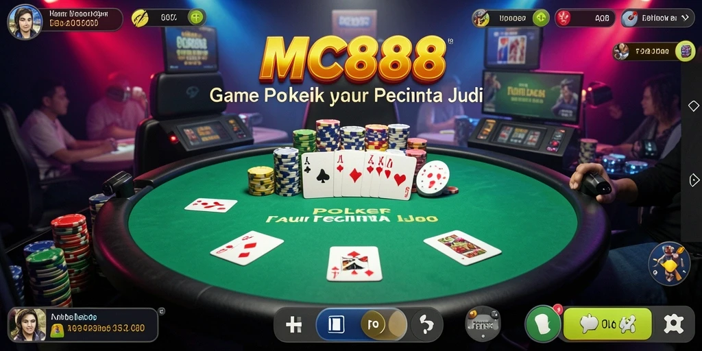 Screenshot gameplay seru dari MC888 dalam permainan Poker.