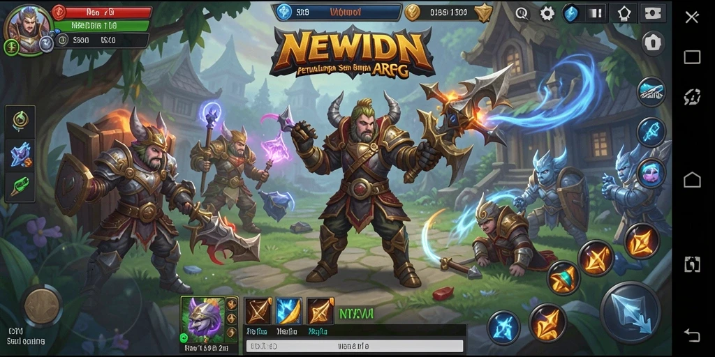 Tampilan gameplay seru dalam NEWIDN dengan aksi ARPG yang intens.