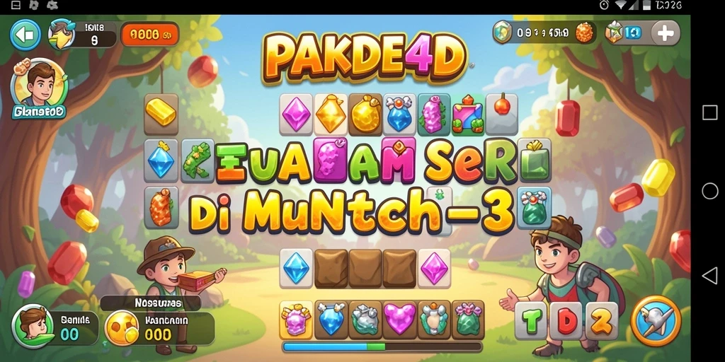 Screenshoot gameplay PAKDE4D yang menampilkan keseruan mencocokkan permata.