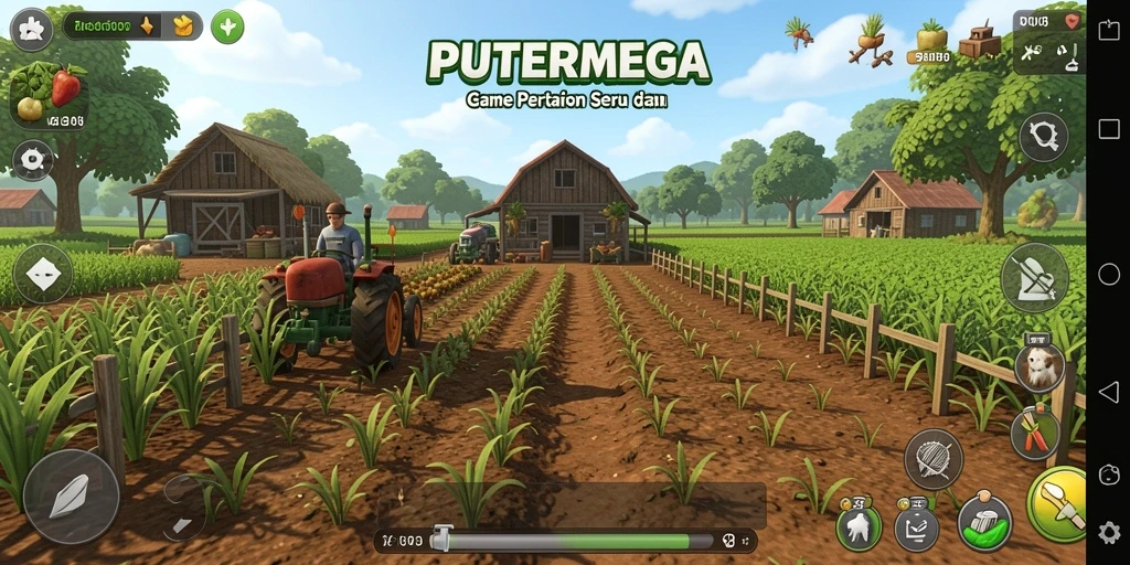 Tangkapan layar utama dari gameplay PUTERMEGA yang penuh warna.