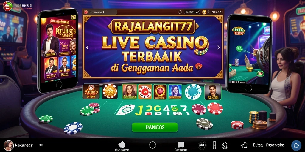 Screenshot gameplay RAJALANGIT77 menampilkan dealer profesional dan opsi permainan menarik.