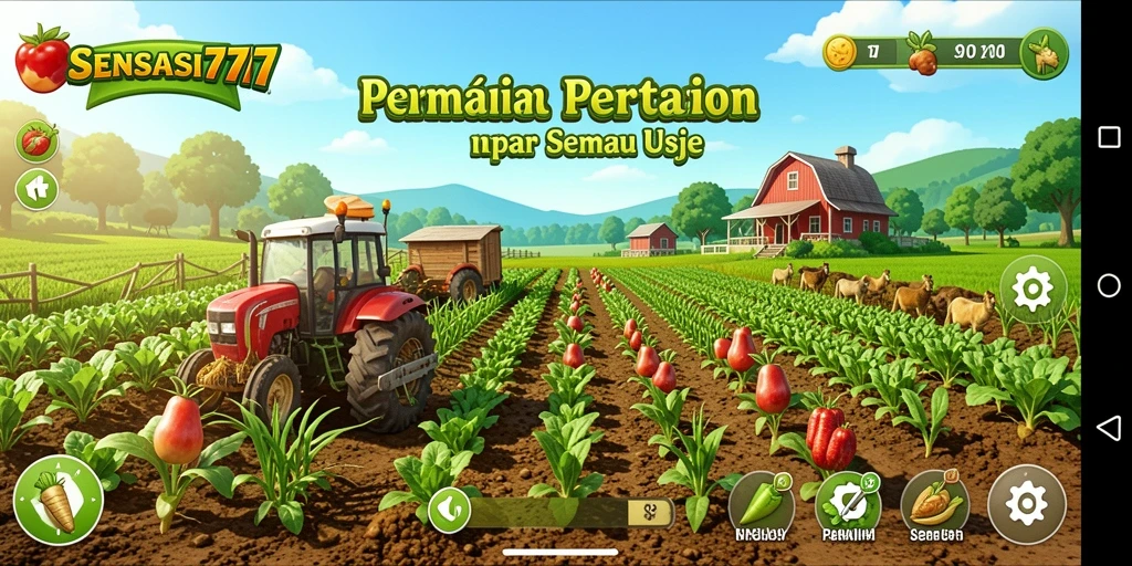 Tampilan screenshot menunjukkan aktivitas bertani di SENSASI777.