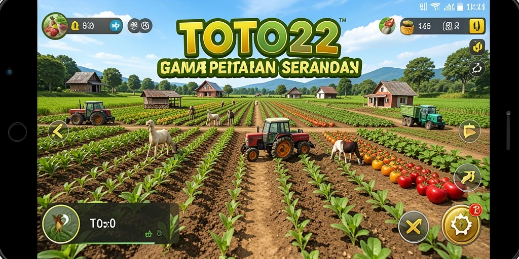 Tampilan gameplay TOTO22 dengan aktivitas bertani yang menyenangkan.