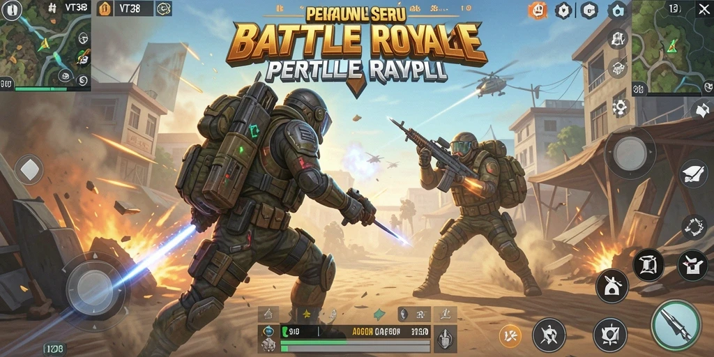 Gameplay seru VT38 dengan aksi Battle Royale yang intens.